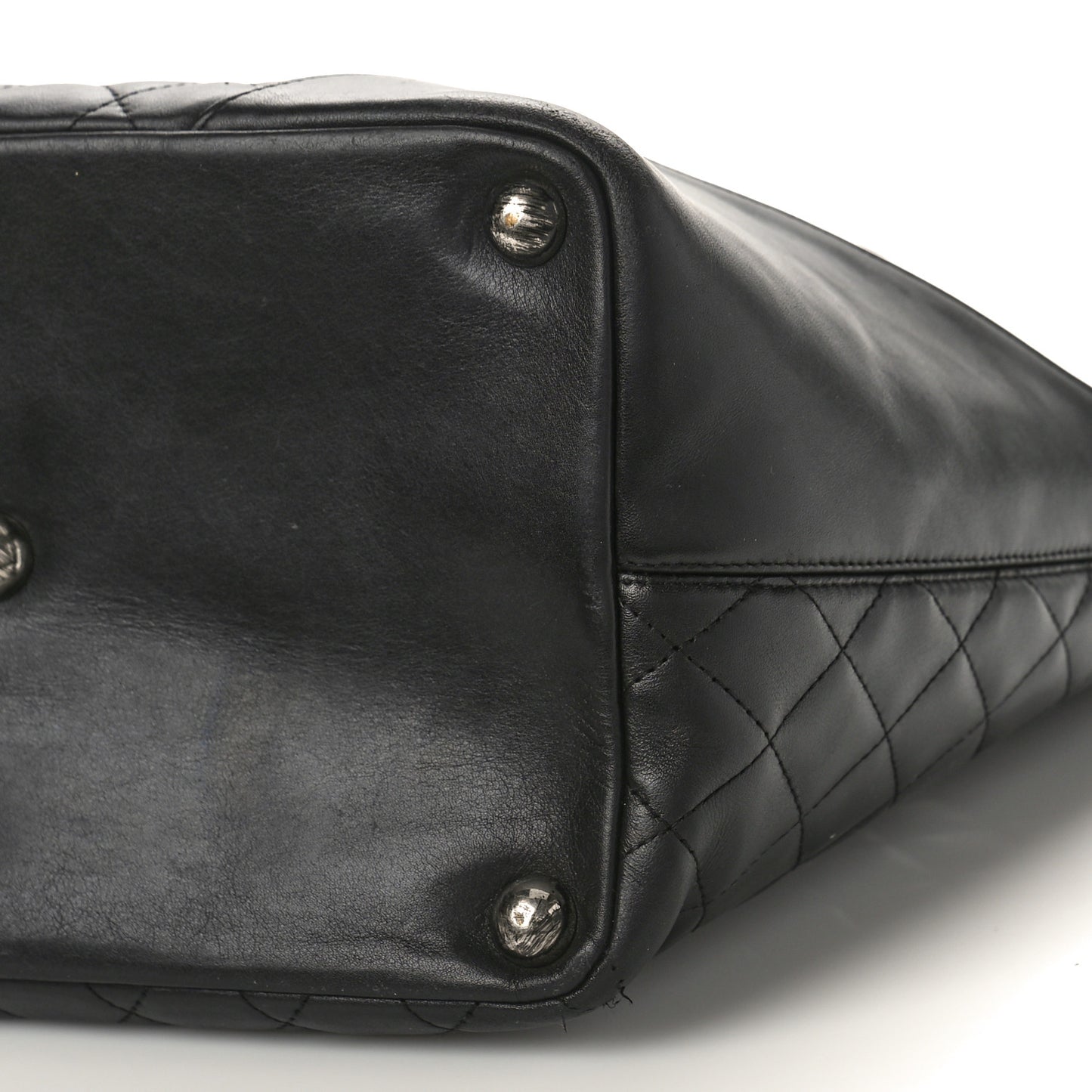 Calfskin Quilted Large Cambon Tote Black