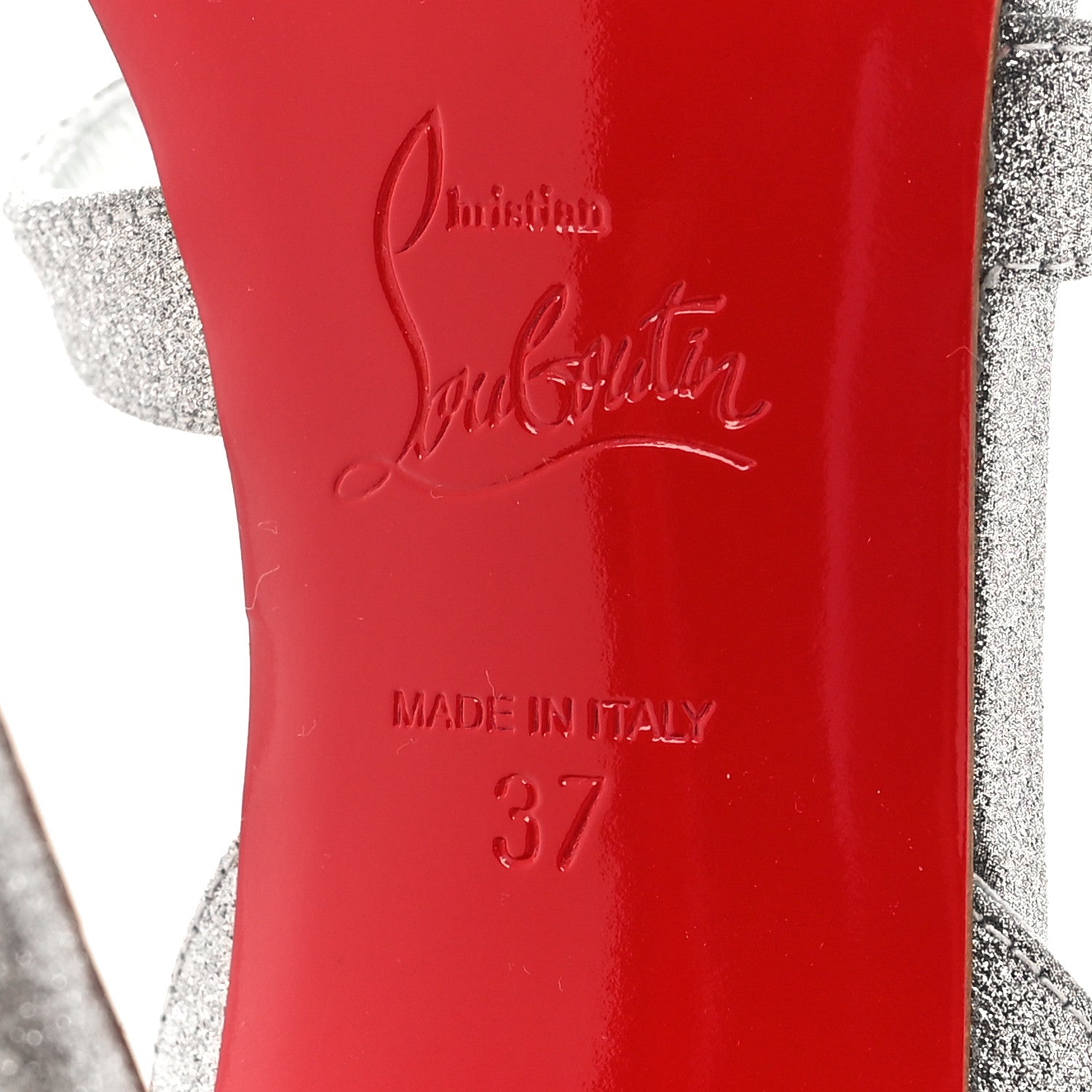 Christian Louboutin Glitter Emilie 100 Slingback Sandals 37 Silver 6 of 7