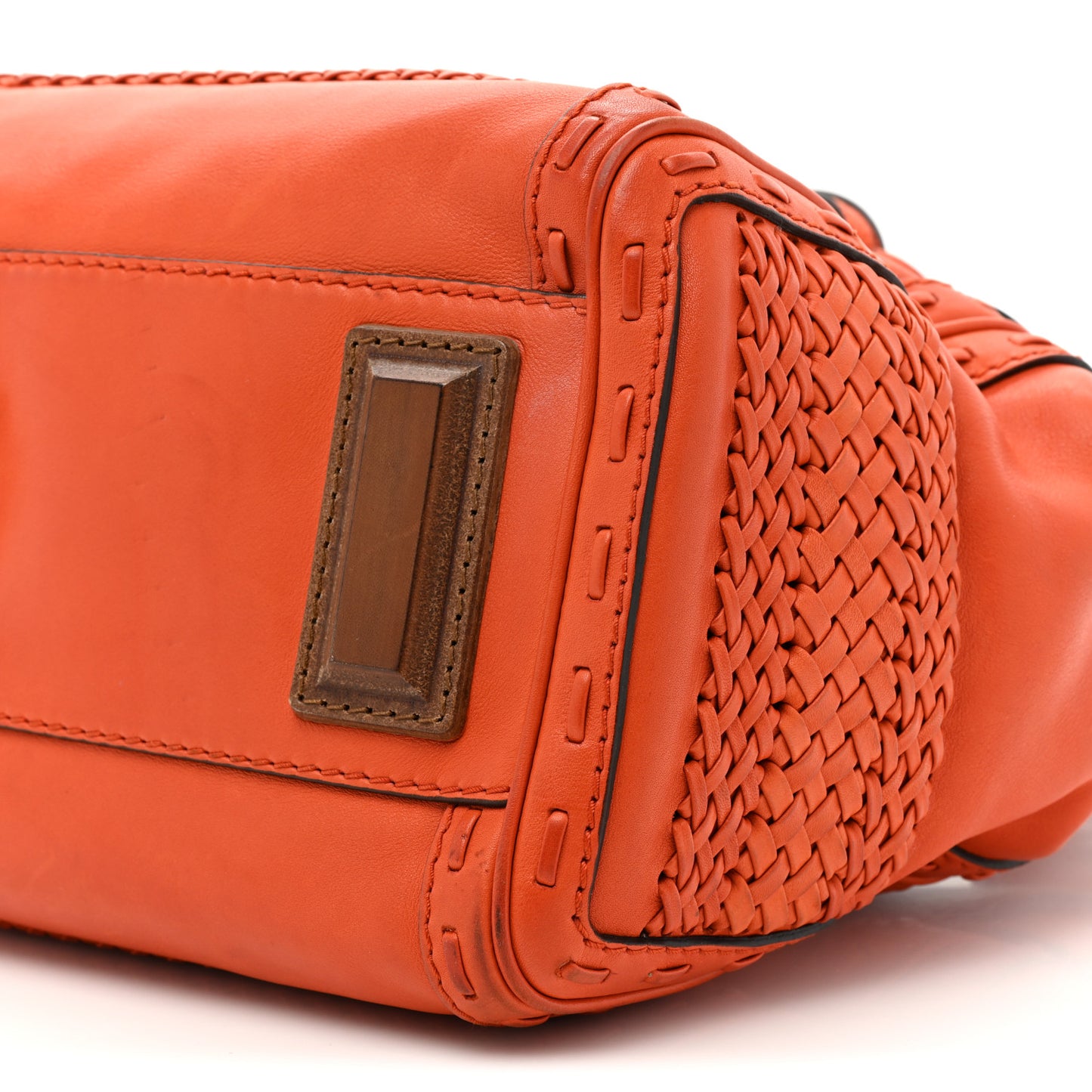 Calfskin Handmade Medium Top Handle Bag Orange