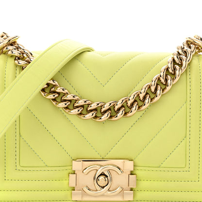 Chanel Calfskin Chevron Quilted Small Boy Flap Light Green 8 of 13