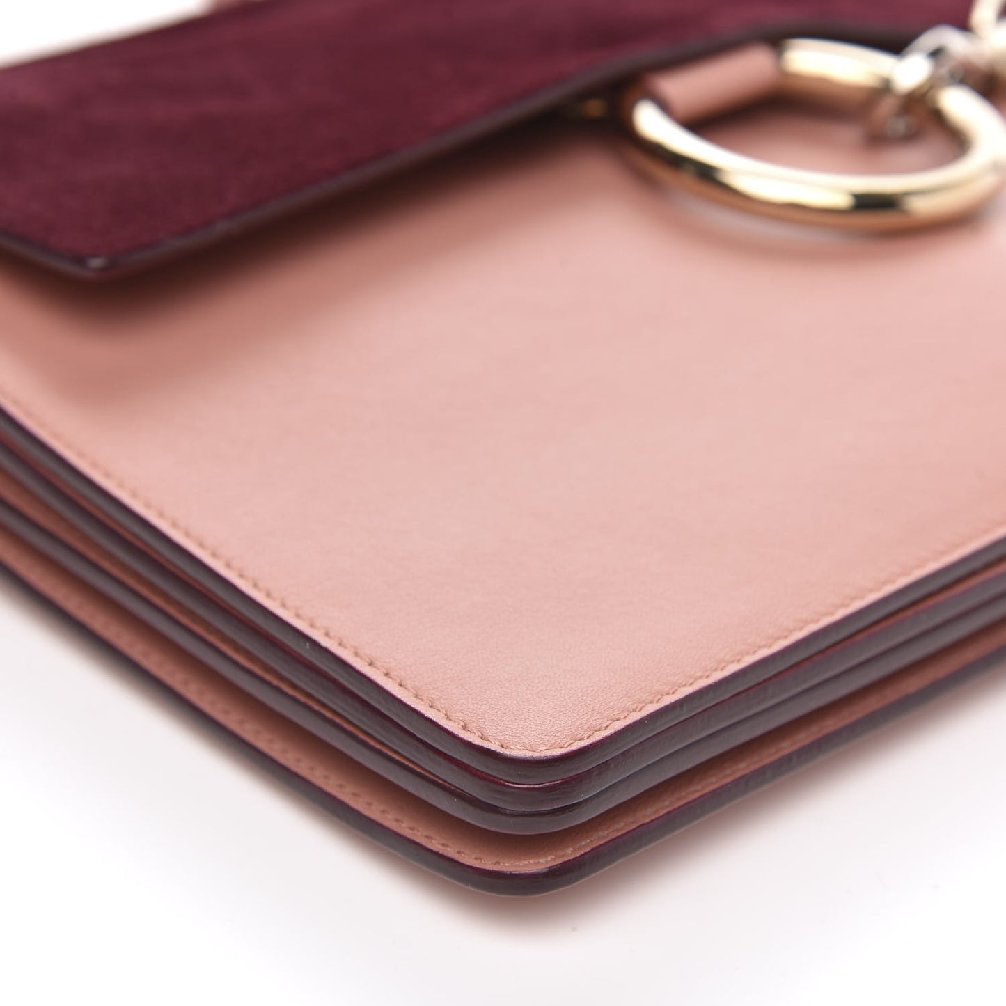 Calfskin Suede Medium Faye Shoulder Bag Misty Rose Dark Purple