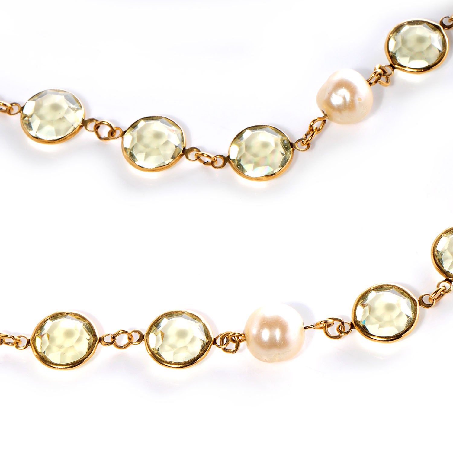 Chanel Crystal Pearl Sautoir Long Necklace Green 4 of 6