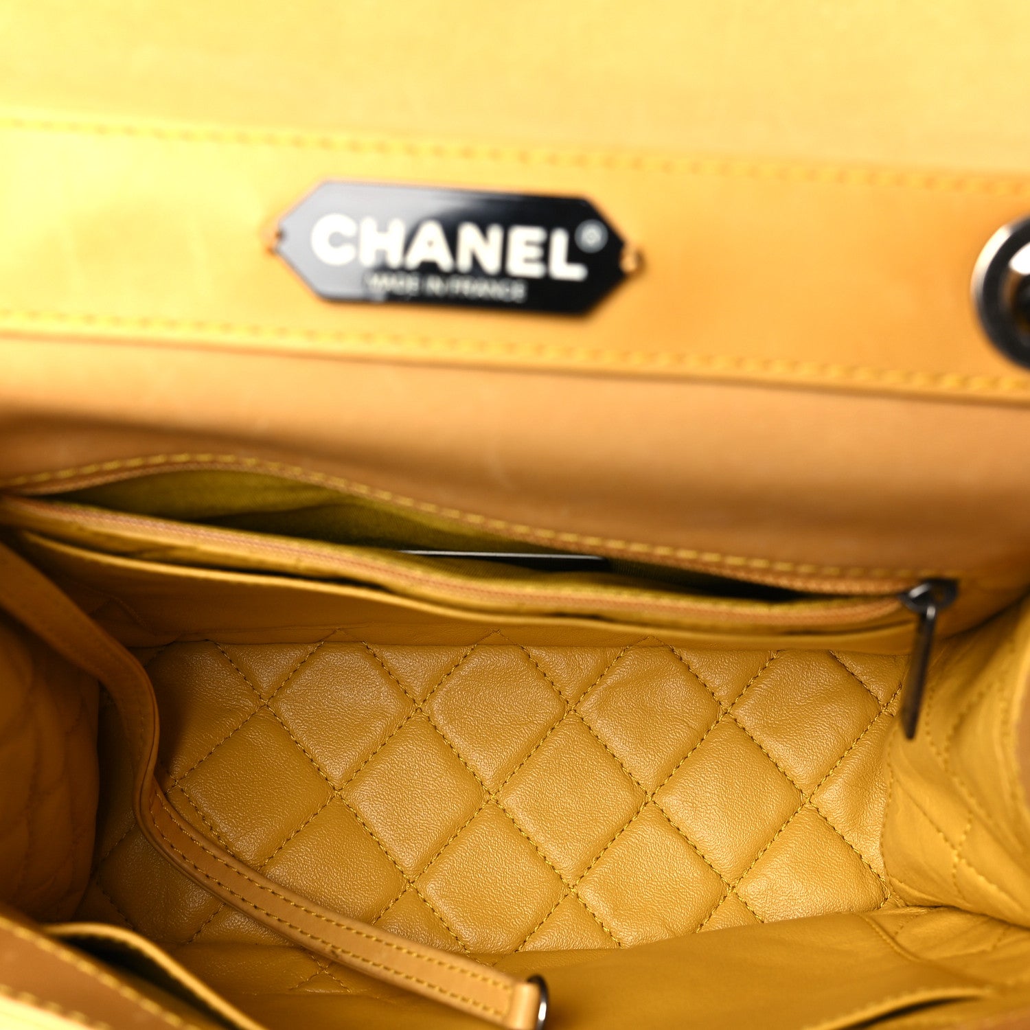 Chanel Calfskin Stitched Urban Luxury Top Handle Bag Yellow 5 of 9