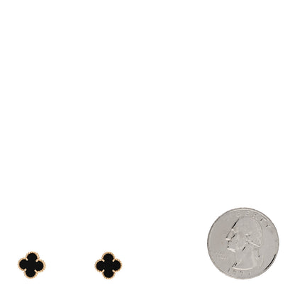 Van Cleef & Arpels 18K Yellow Gold Black Onyx Sweet Alhambra Earrings 2 of 5