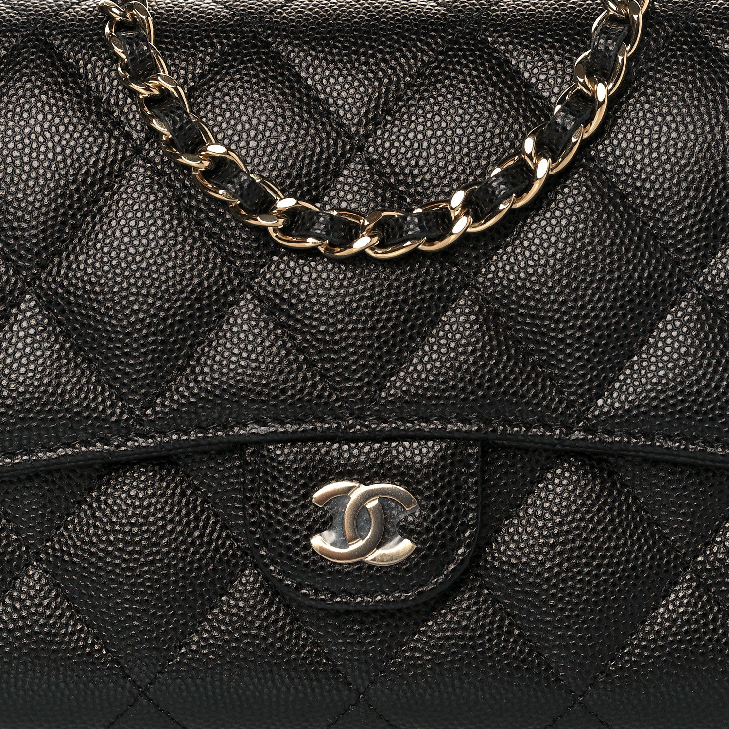 Chanel Caviar Quilted Phone Holder Wallet on Removable Chain Black 9 of 12