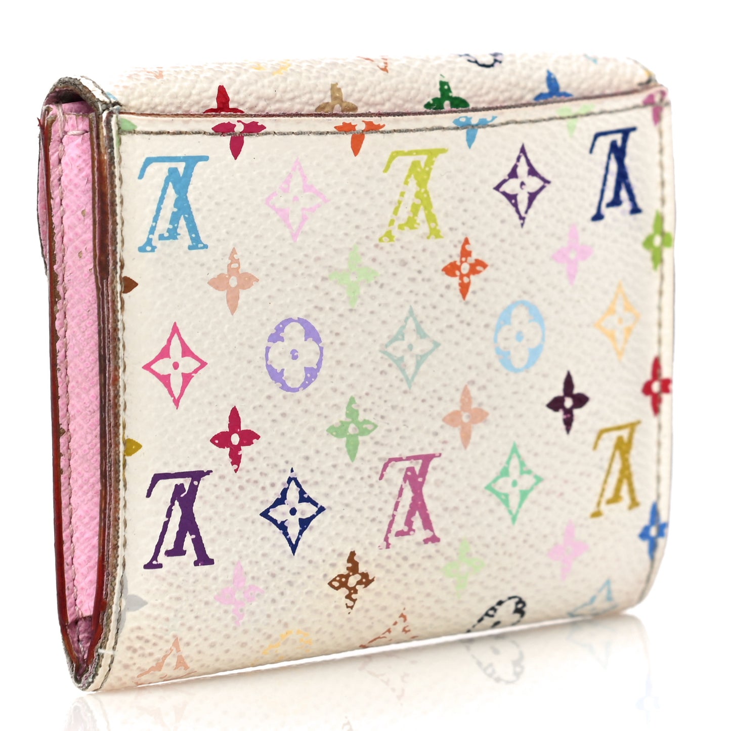 Monogram Multicolor Business Card Holder White Litchi
