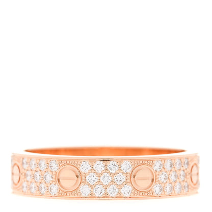 Cartier 18K Pink Gold Diamond 4mm LOVE Wedding Paved Band Ring 59 8.75 3 of 5