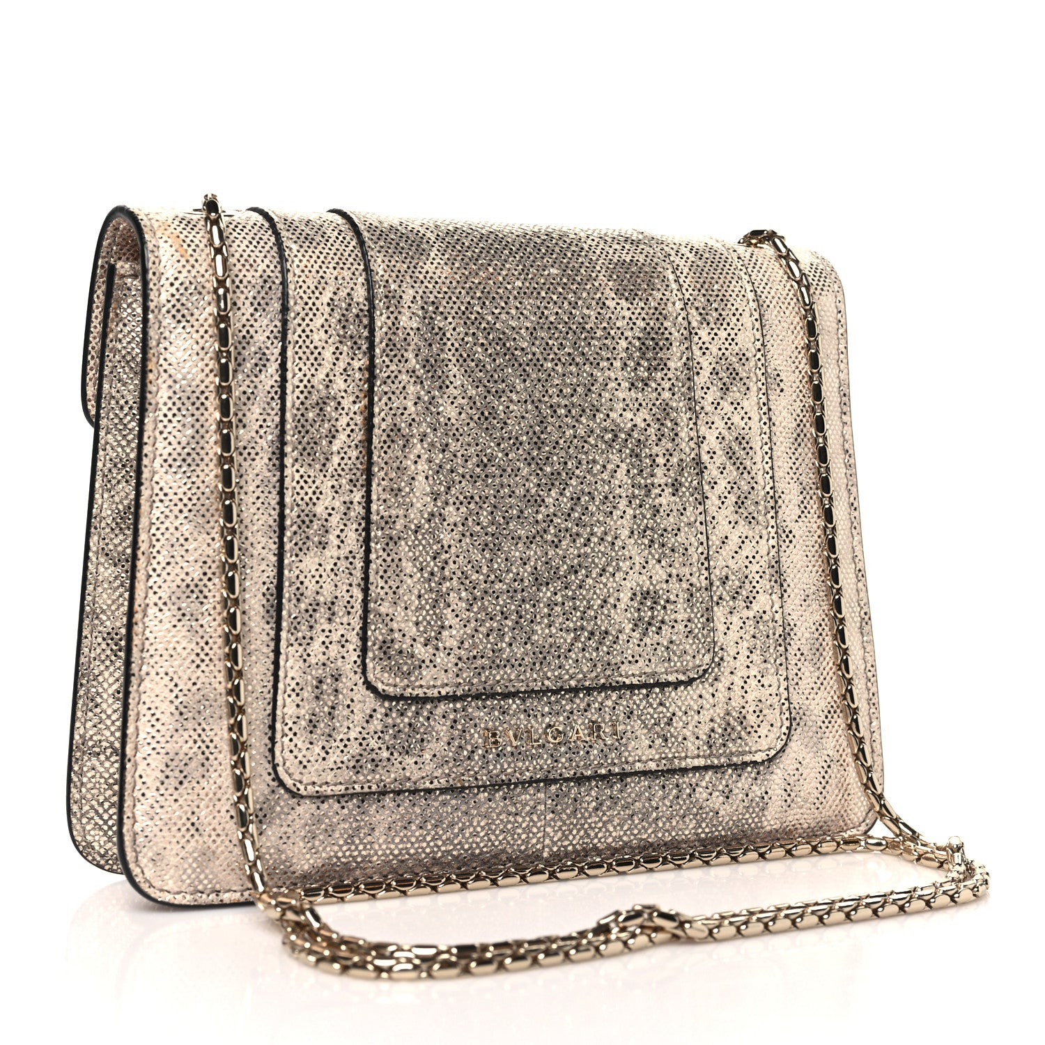Bulgari Metallic Karung Serpenti Forever Crossbody Gold 3 of 9
