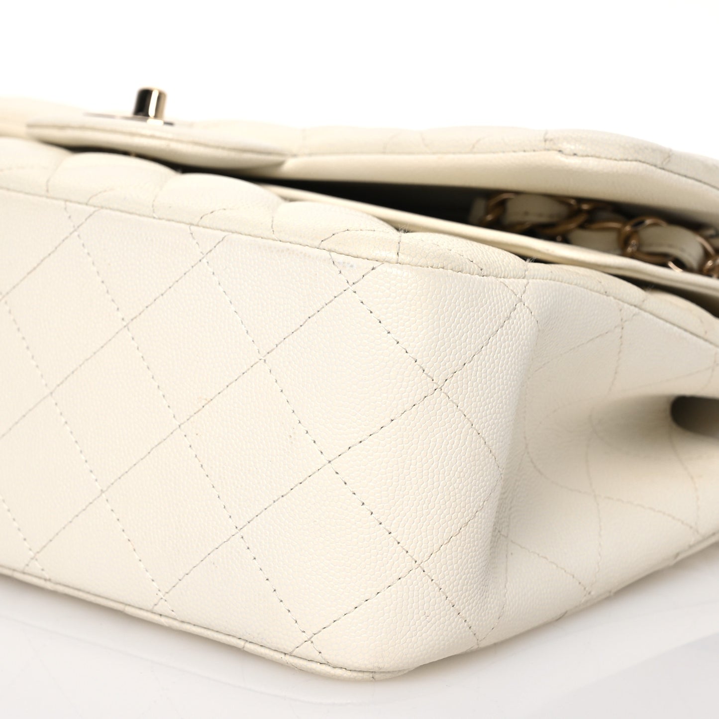 Caviar Quilted Jumbo Double Flap White