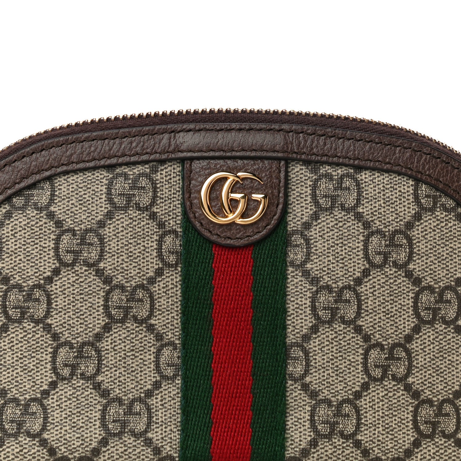 Gucci GG Supreme Monogram Textured Calfskin Web Medium Ophidia Cosmetic Case Beige Ebony New Acero 8 of 11