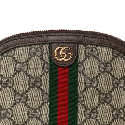 Gucci GG Supreme Monogram Textured Calfskin Web Medium Ophidia Cosmetic Case Beige Ebony New Acero 8 of 11