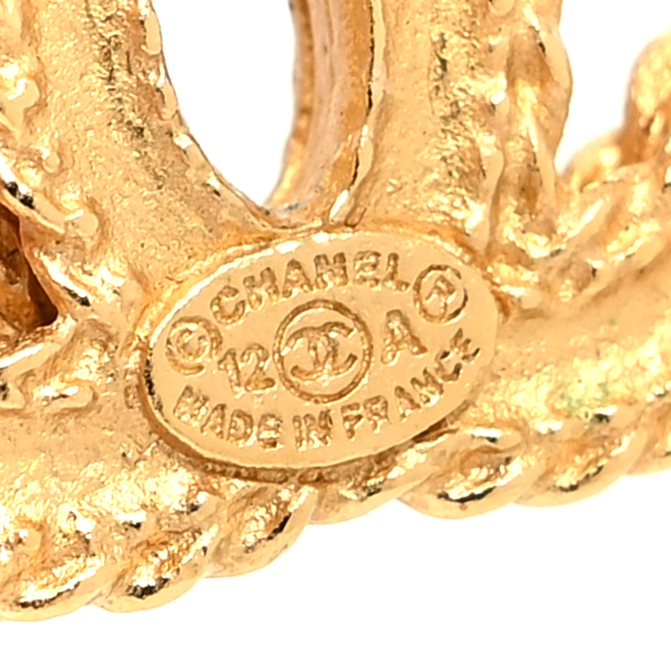 Metal CC Rope Earrings Matte Gold