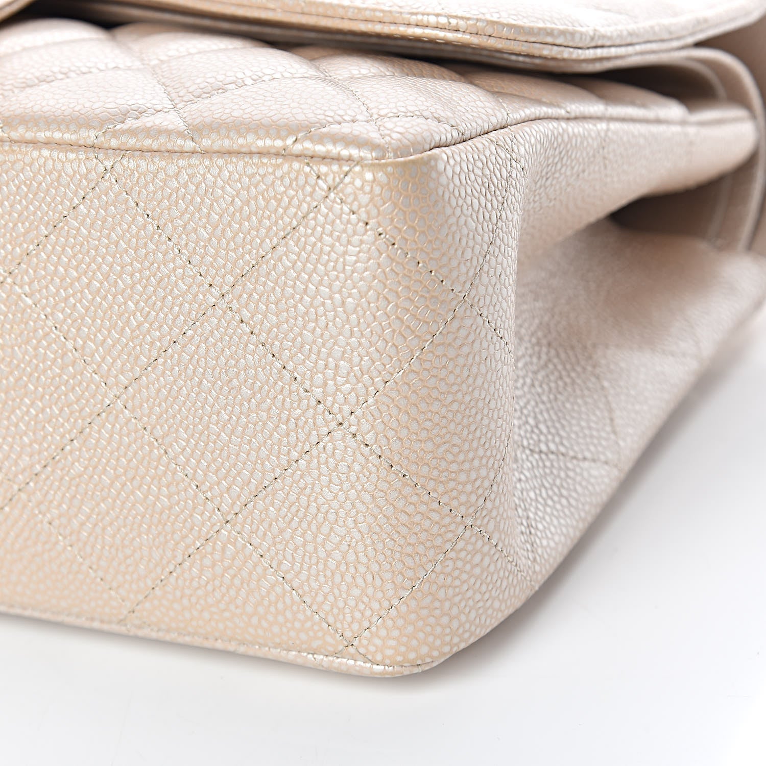 Chanel Pearly Caviar Quilted Jumbo Double Flap Light Beige 6 of 9