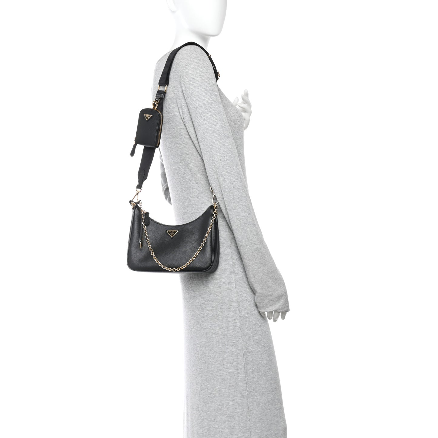 Saffiano Lux Re-Edition 2005 Shoulder Bag Black