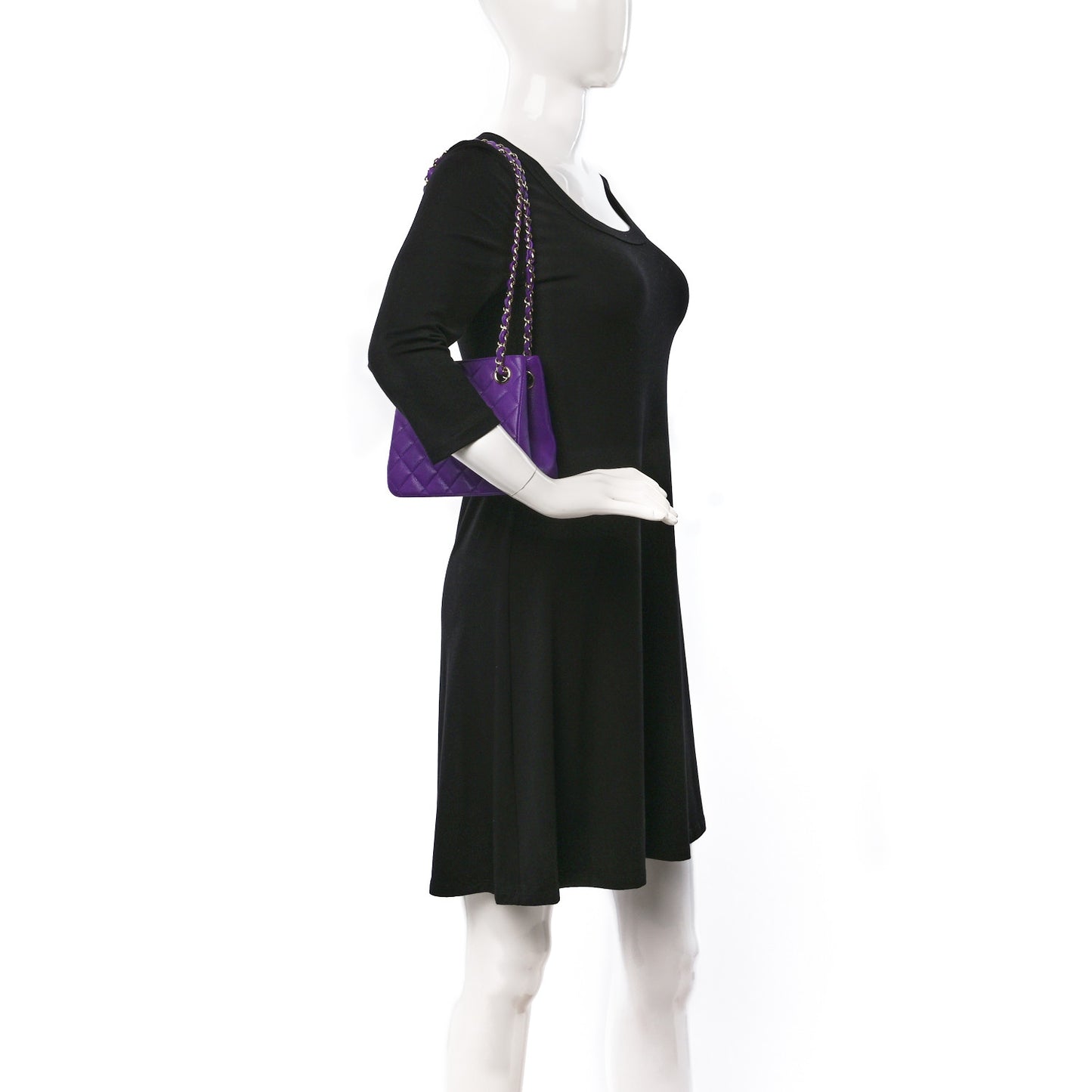 Caviar Quilted Mini Bucket Bag Purple