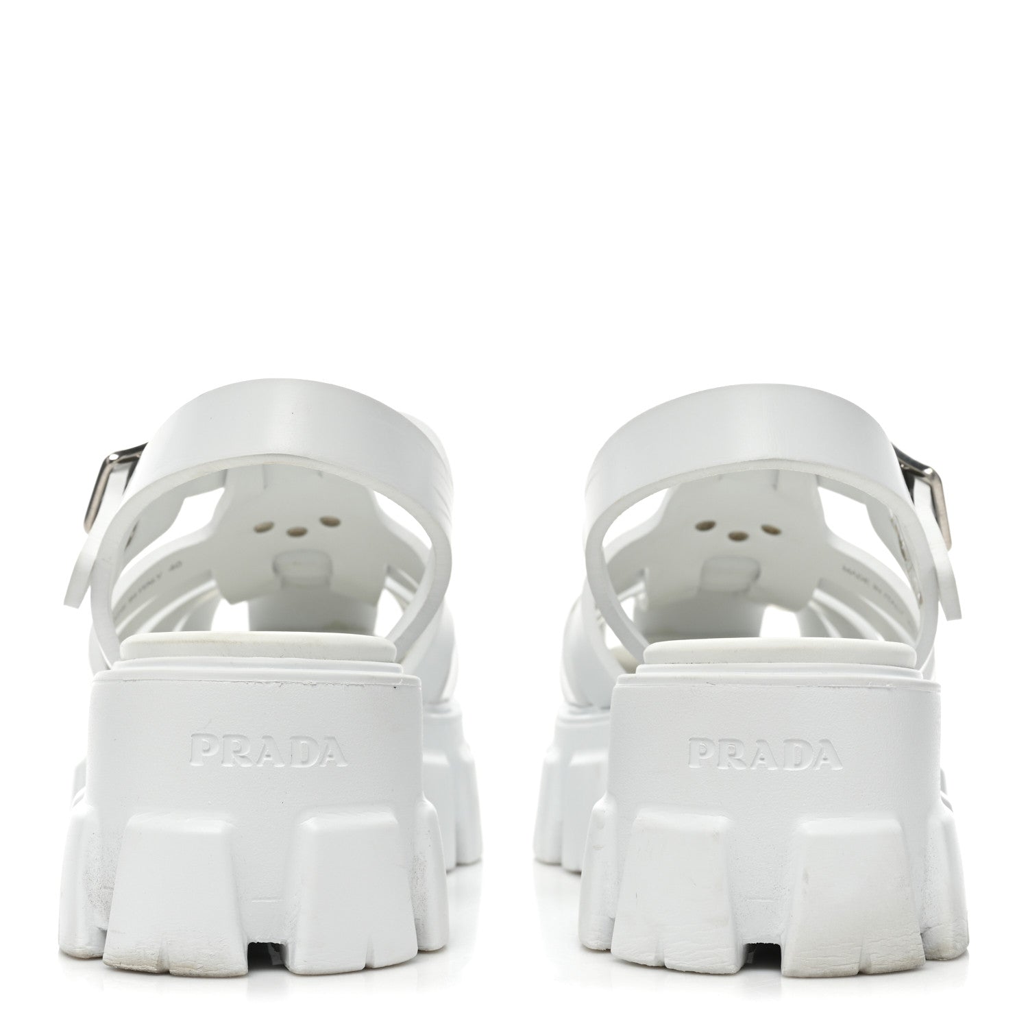 Prada Foam Rubber Metal Triangle Logo Monolith 55mm Cage Sandals 40 White 4 of 12