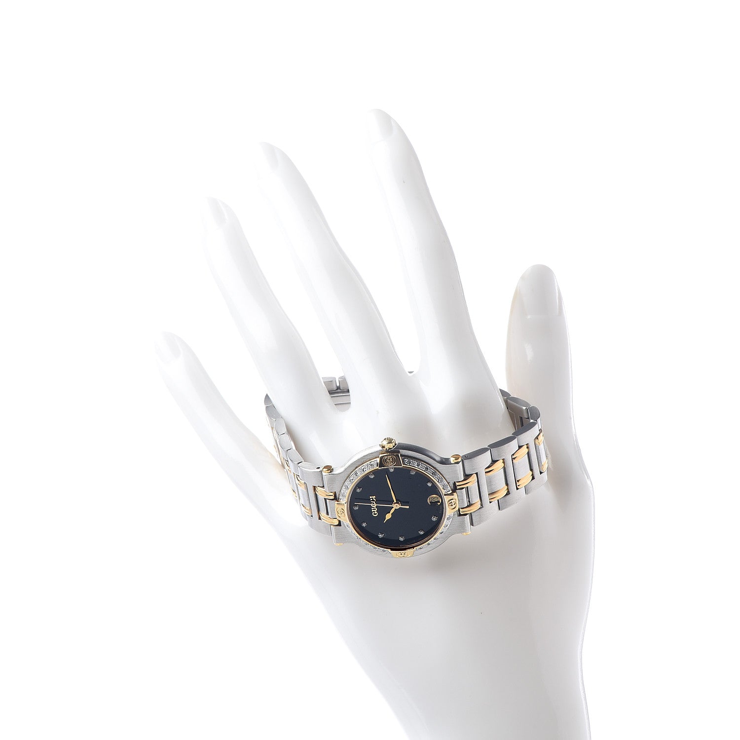 Gucci Stainless Steel Diamond Bezel 32mm 9000M Quartz Watch Black 2 of 6
