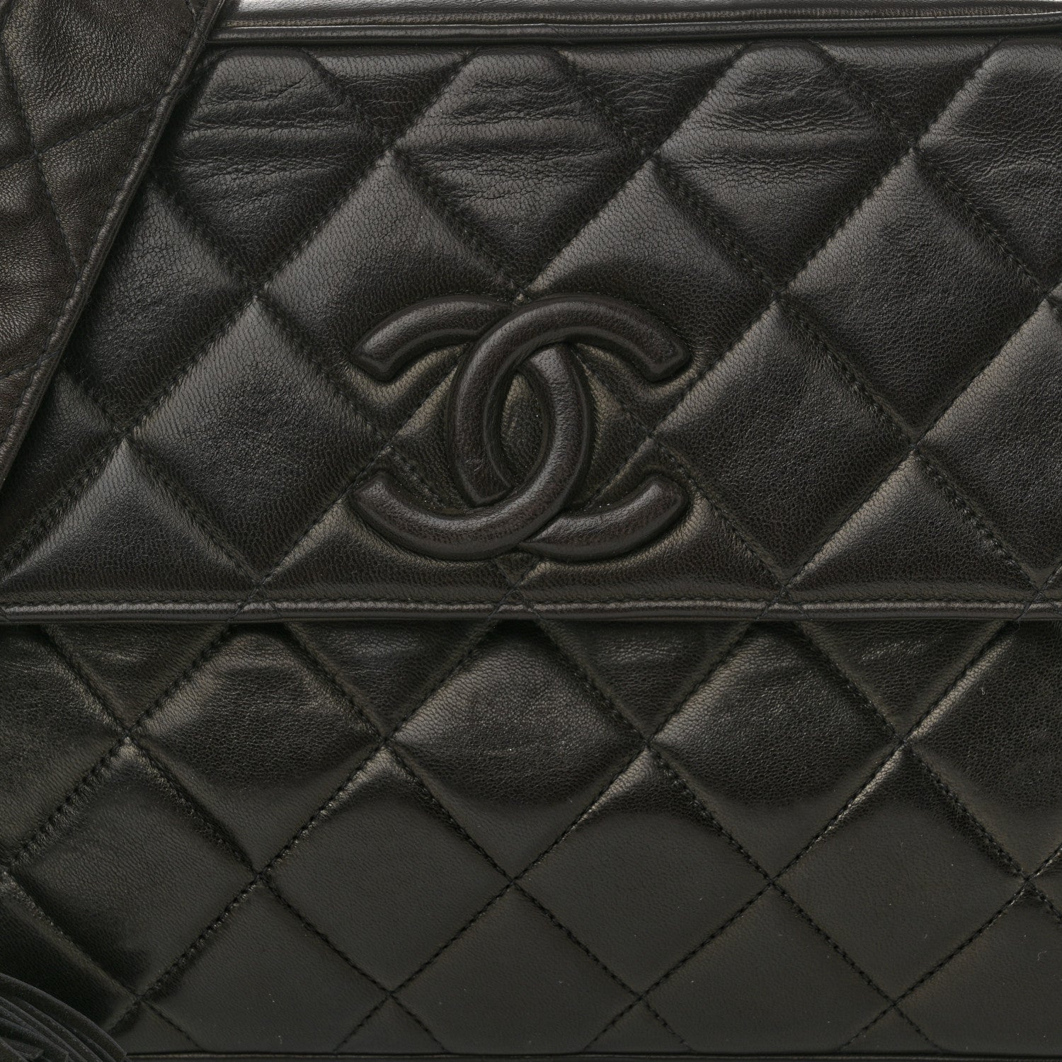 Chanel Lambskin Quilted Tassel Flap Camera Case Black 9 of 17