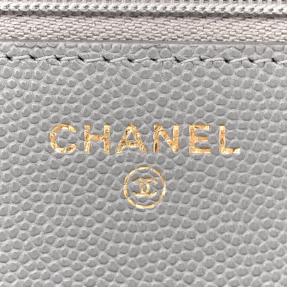 Chanel Caviar Quilted Wallet on Chain WOC Grey 6 of 12