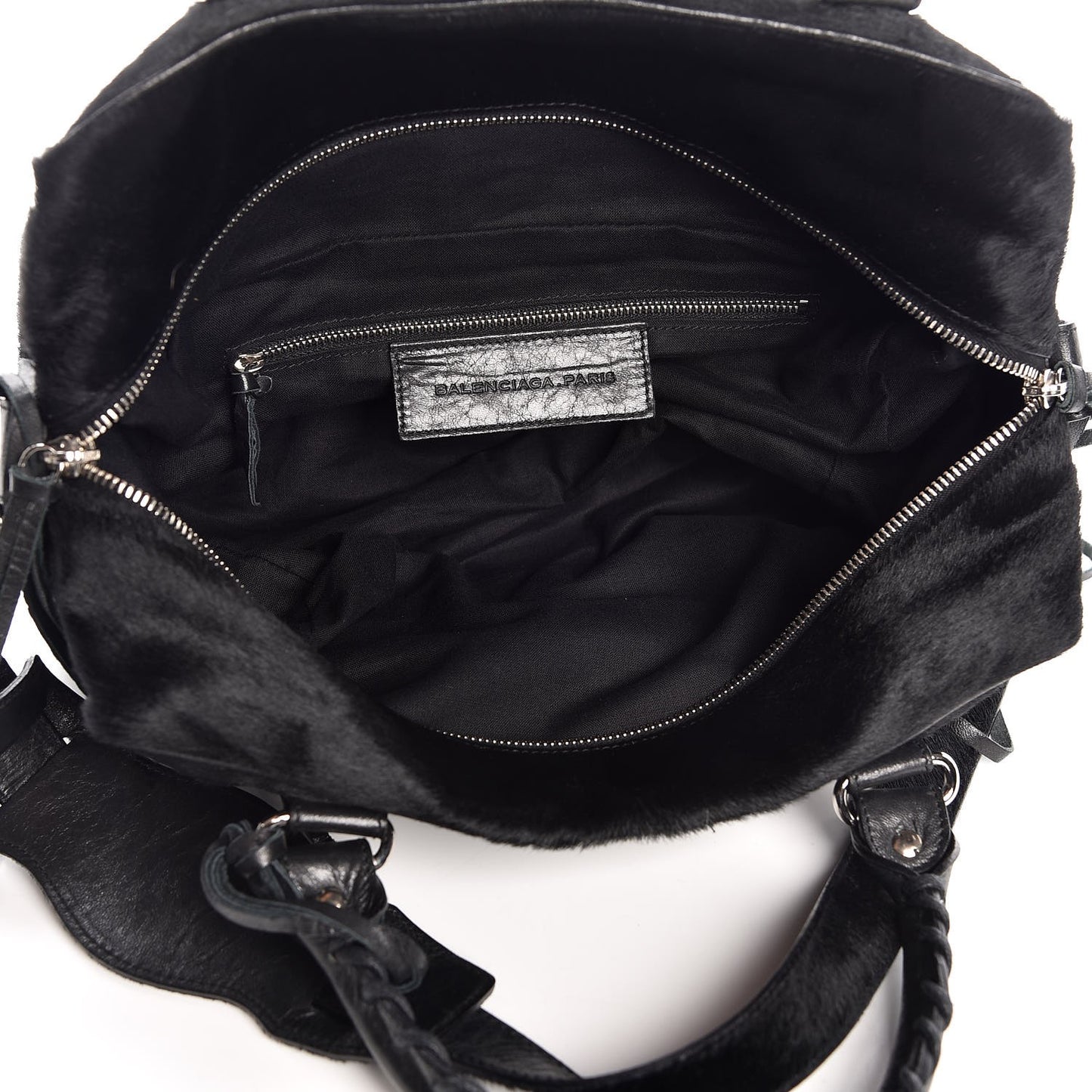 Chevre Pony Hair Classic Hardware Box Bag Black