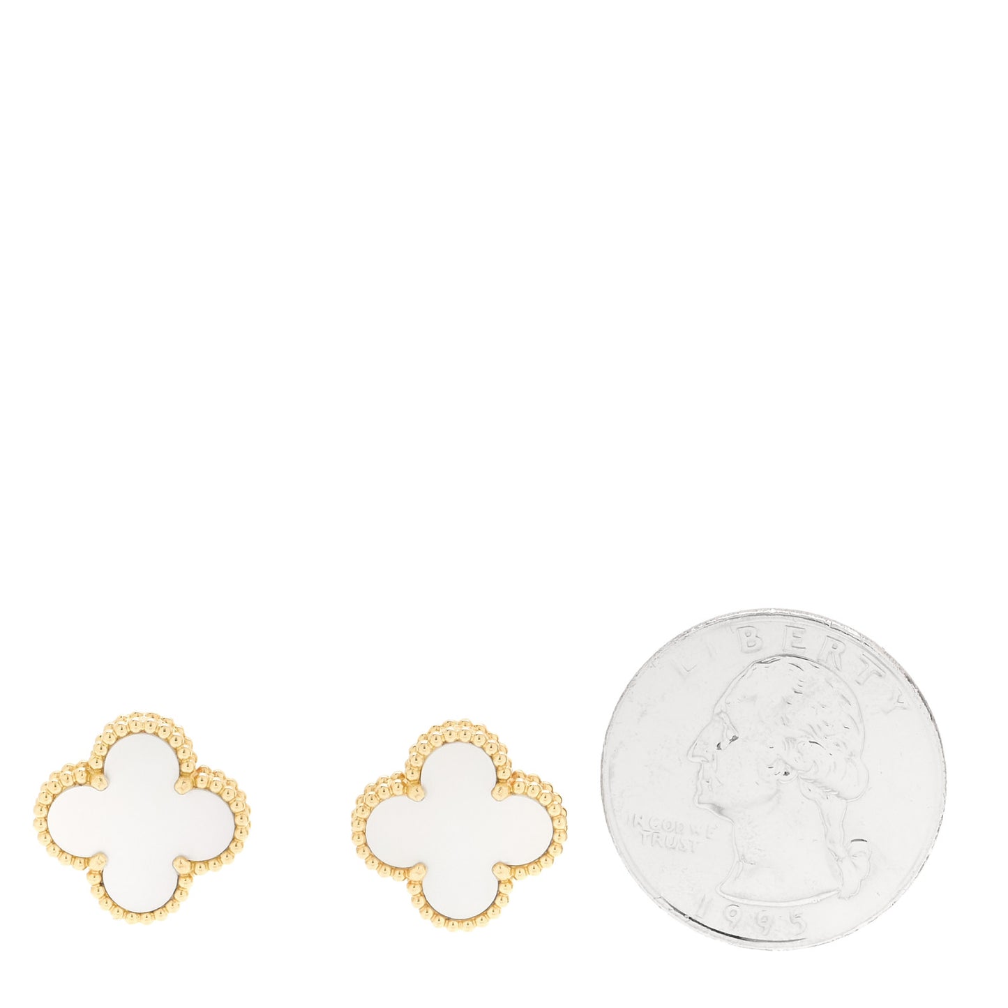 18K Yellow Gold Mother of Pearl Vintage Alhambra Earrings