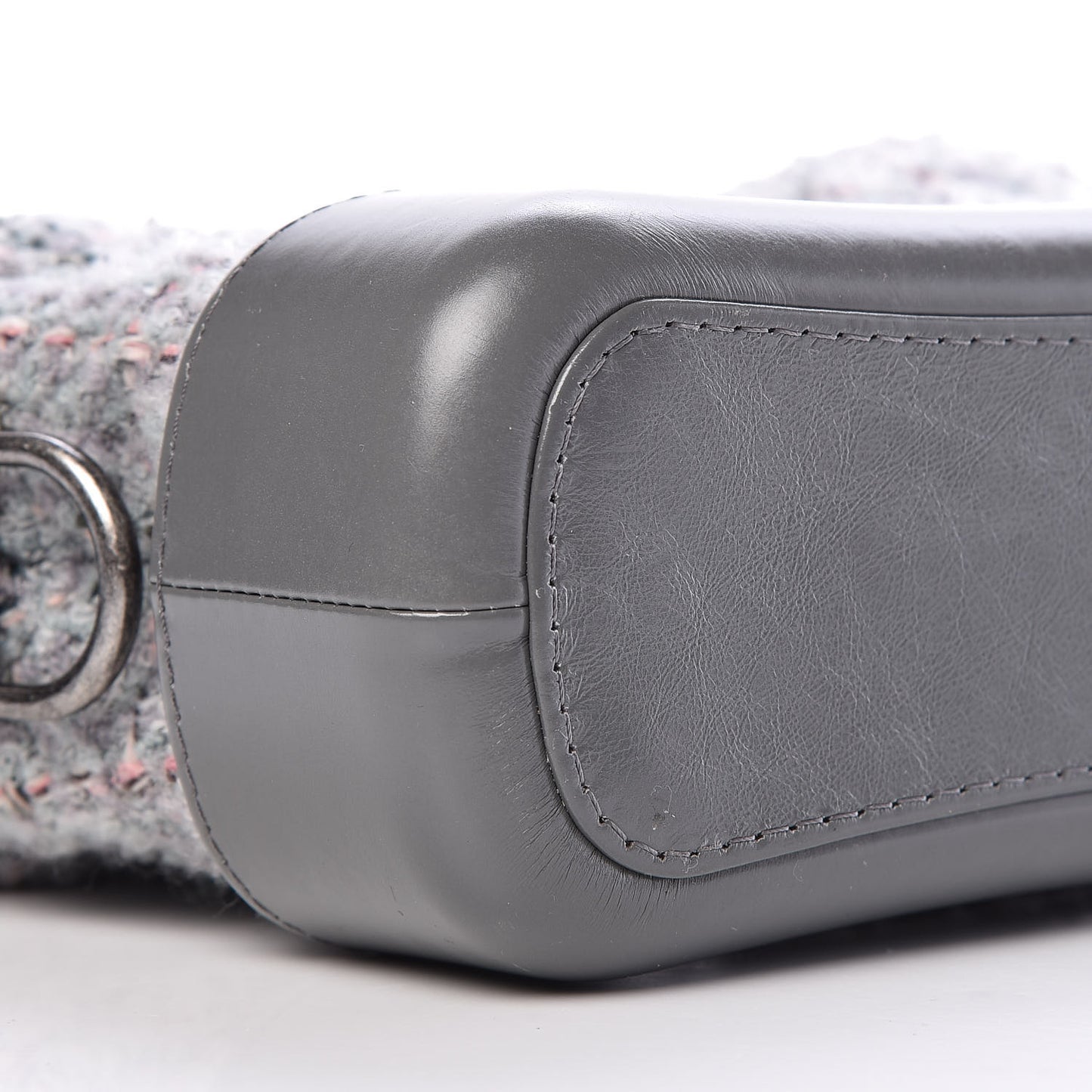 Tweed Calfskin Quilted Small Gabrielle Hobo Grey