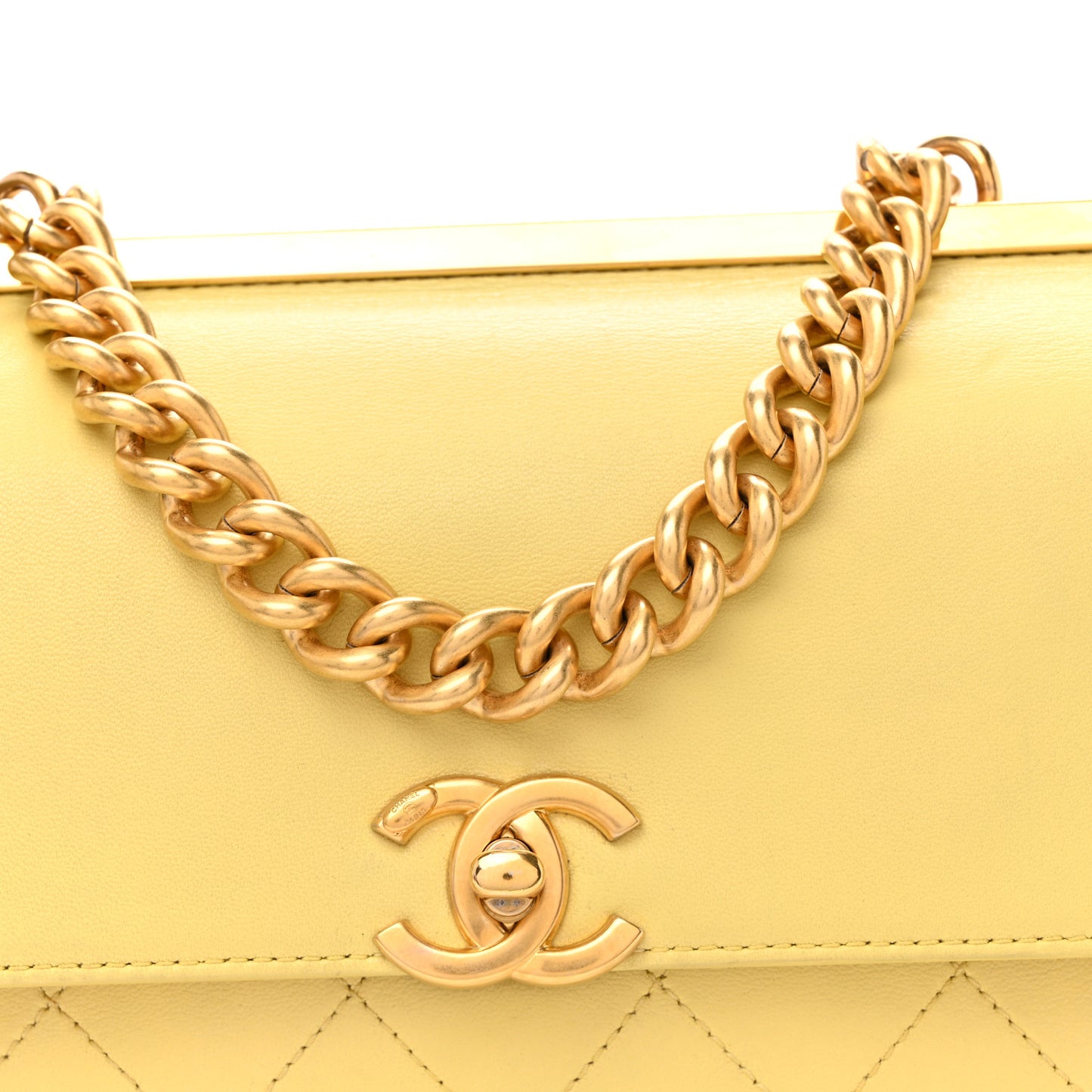 Lambskin Stitched Coco Luxe Small Flap Yellow