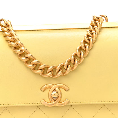 Chanel Lambskin Stitched Coco Luxe Small Flap Yellow 8 of 11