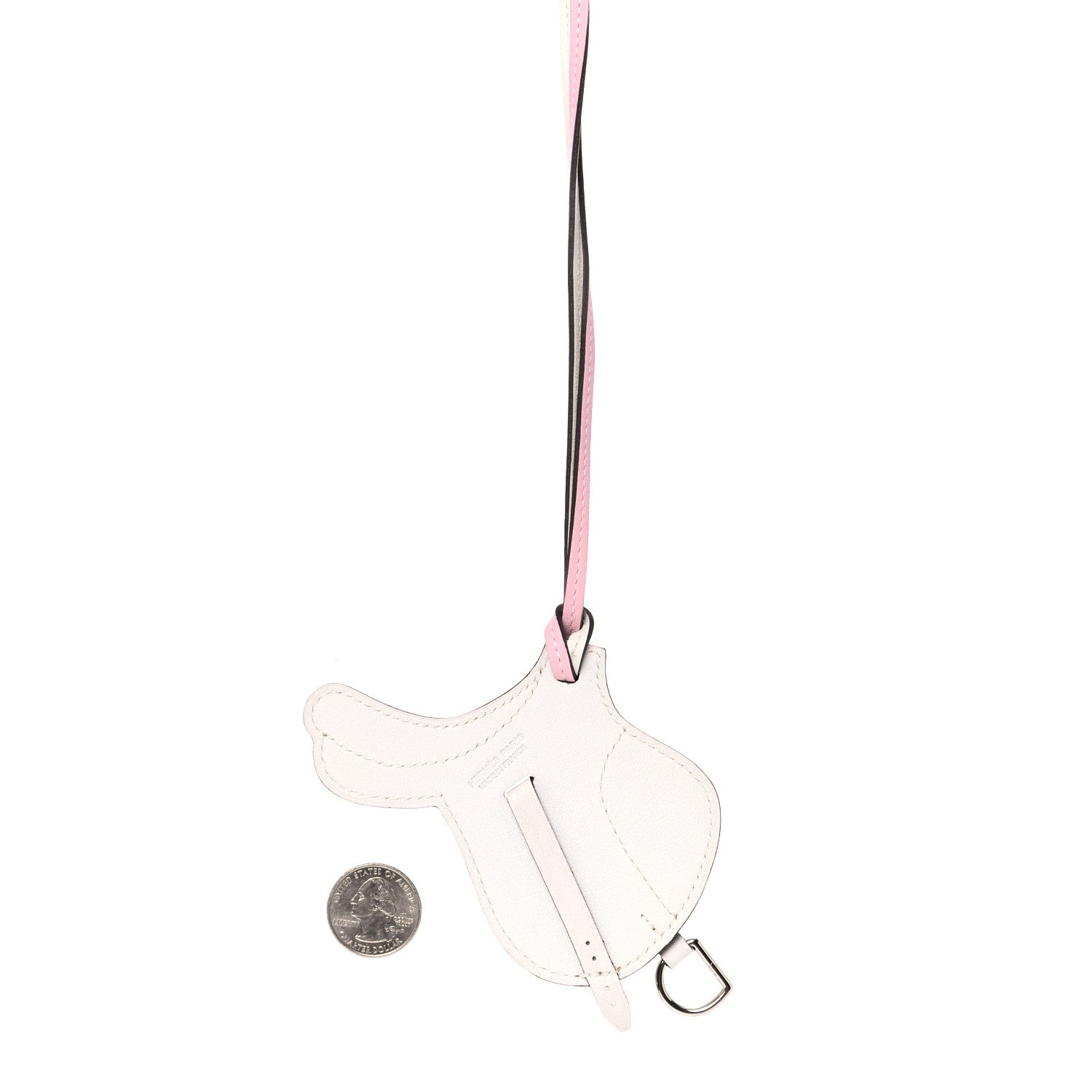 Hermes Swift Paddock Selle Horse Saddle Bag Charm Rose Sakura White 2 of 5