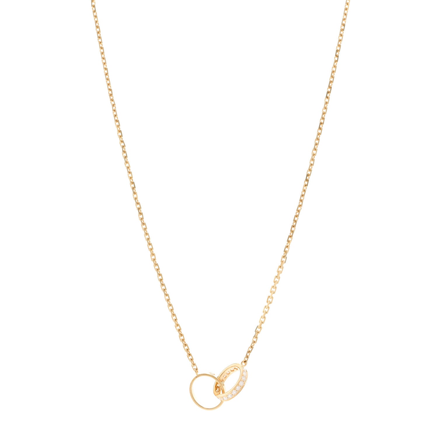 Cartier 18K Yellow Gold Diamond Interlocking LOVE Necklace 1 of 5