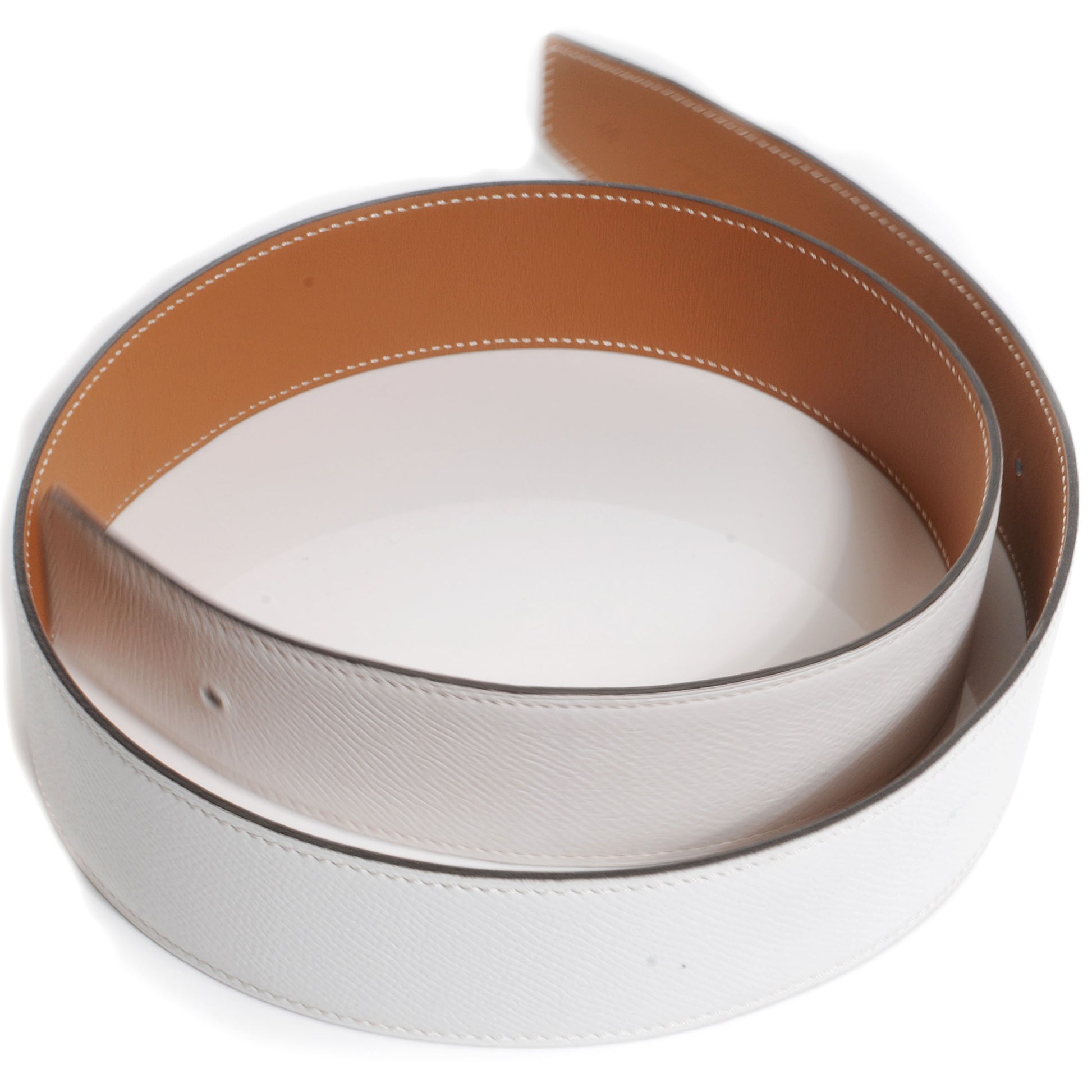 Hermes Chamonix Epsom Reversible 42mm Belt Strap 80 Natural Blanc 4 of 6