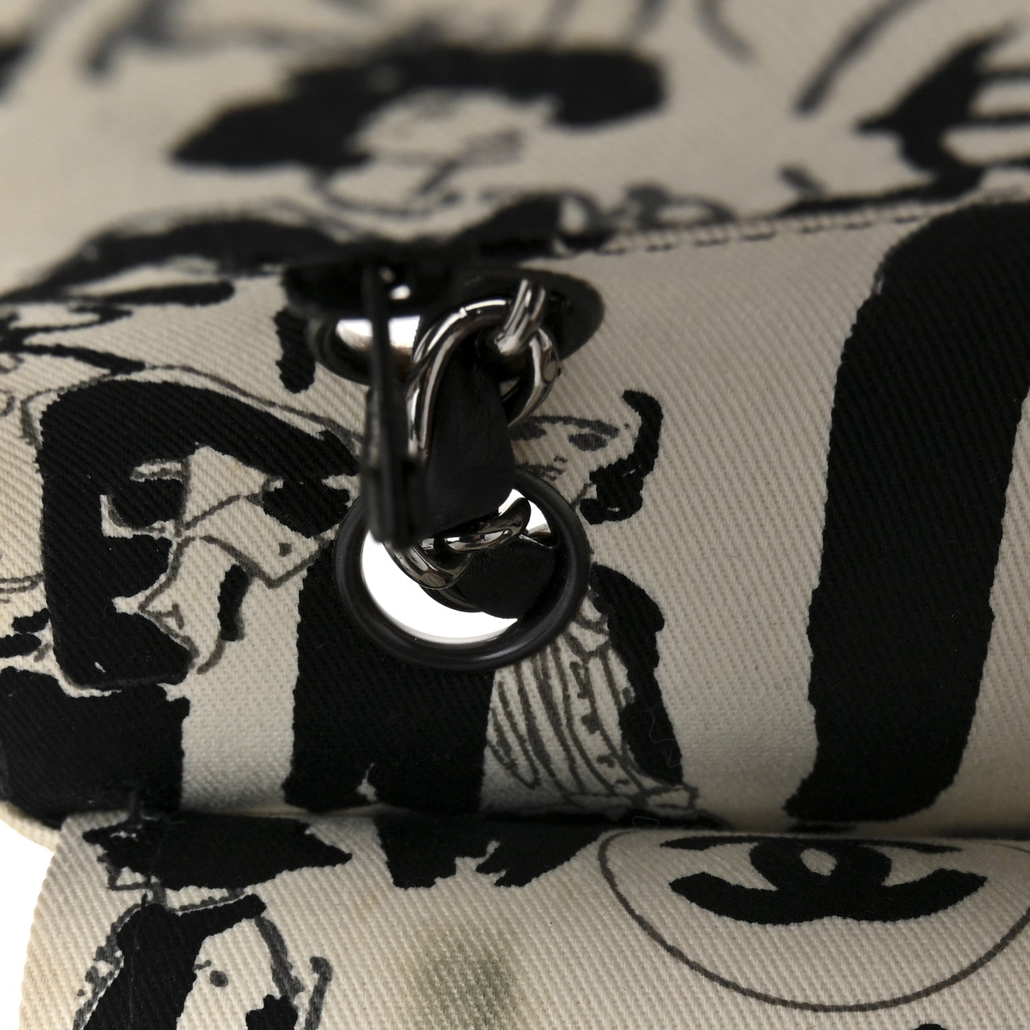 Chanel Canvas Coco Icons Medium Double Flap Black White 11 of 13