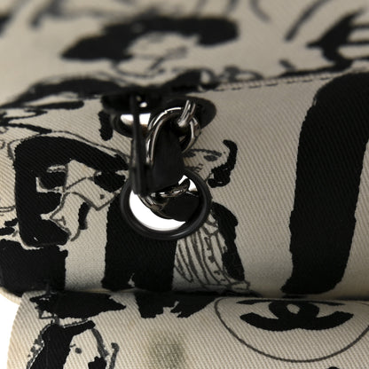Chanel Canvas Coco Icons Medium Double Flap Black White 11 of 13