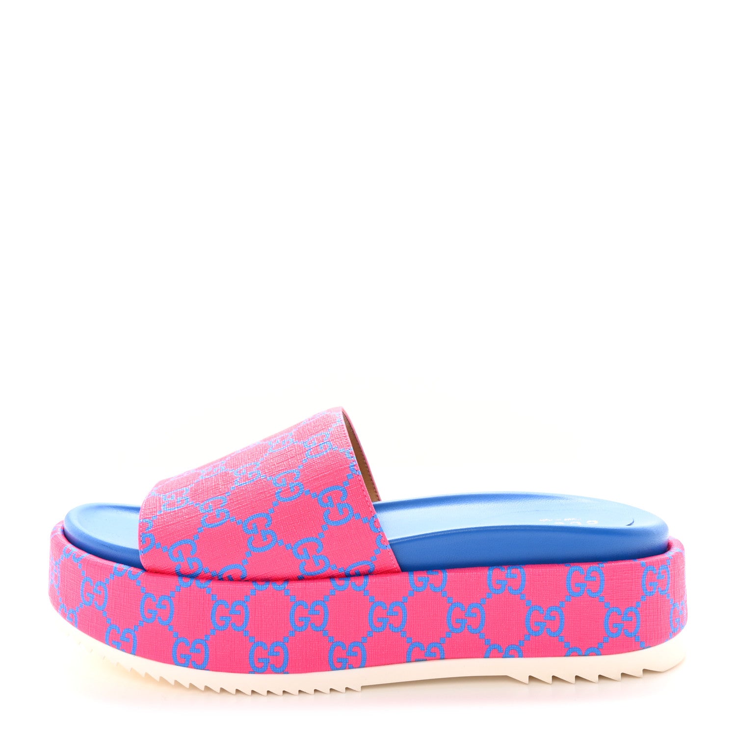 Gucci GG Supreme Joy Monogram Angelina Platform Slide Sandals 40.5 Fuxia Blue 1 of 12