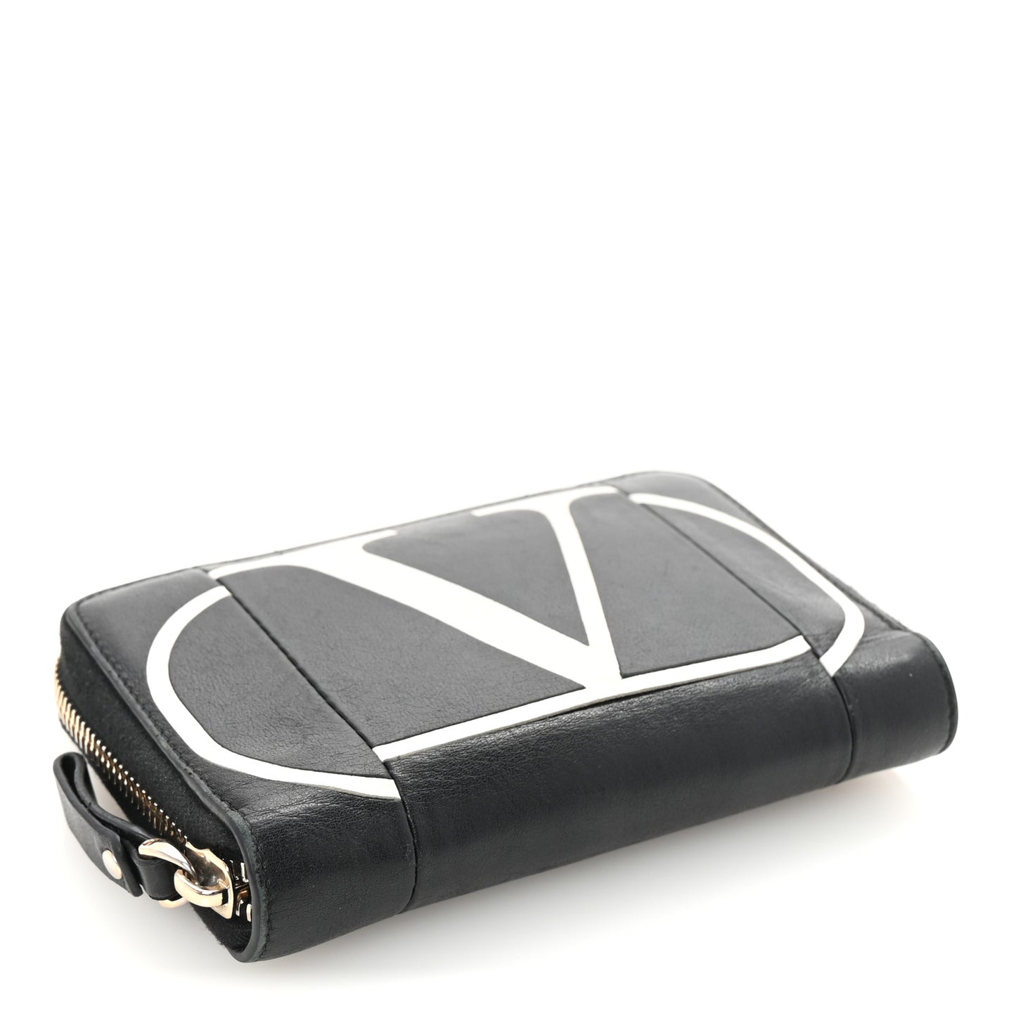Calfskin Go Logo Zip Around Wallet Black
