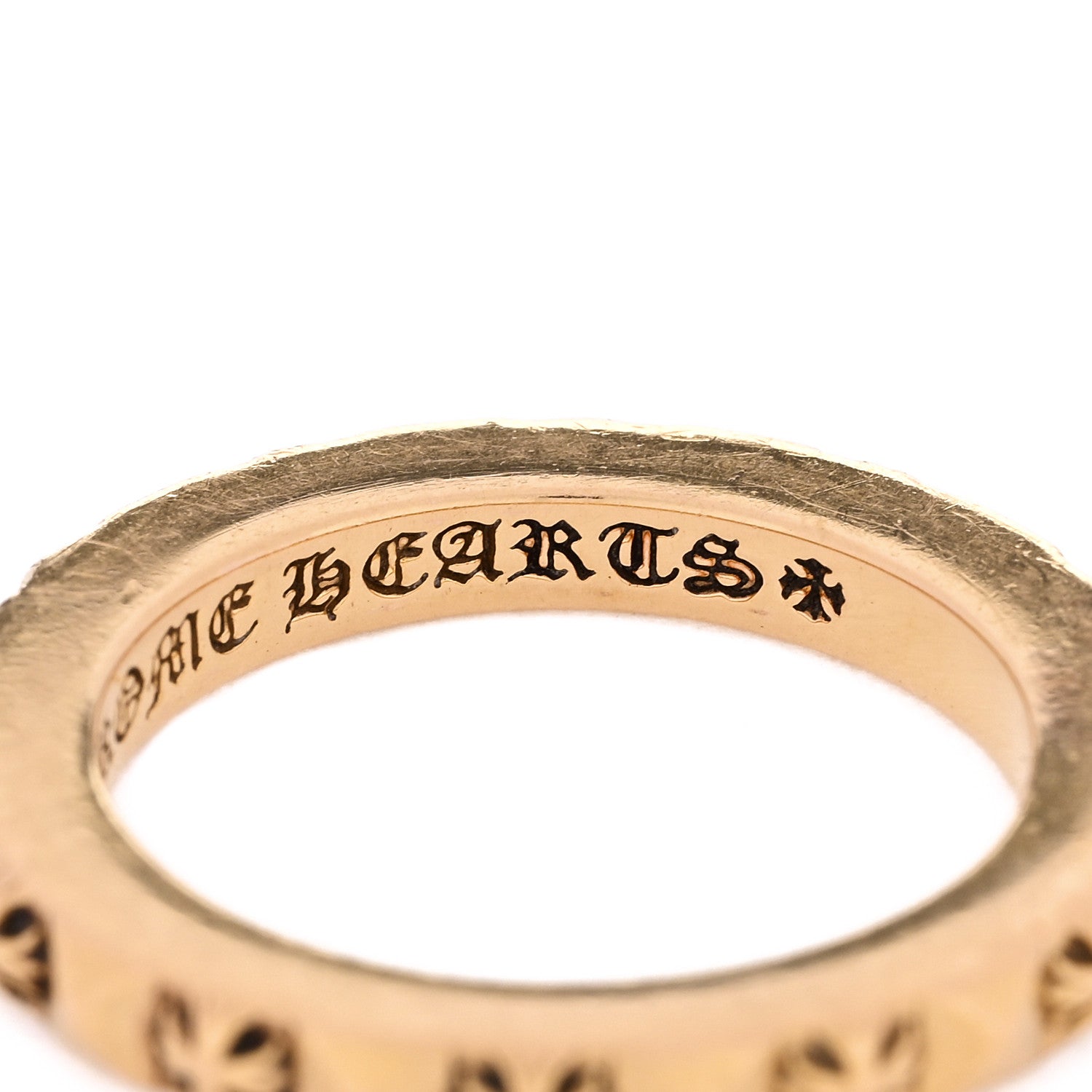 Chrome Hearts 22K Yellow Gold Punk Band Ring 53 6.5 1825688
