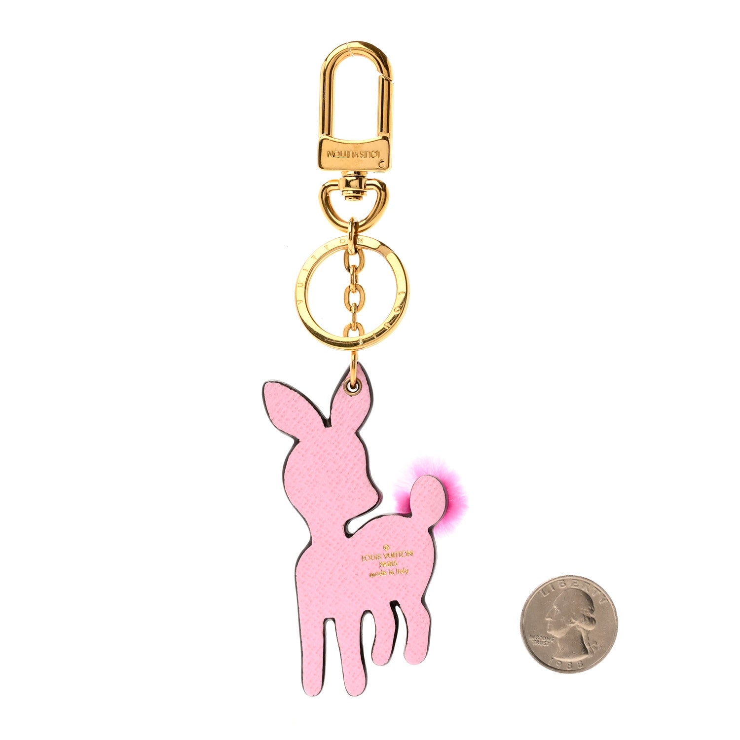 Louis Vuitton Calfskin Superstition Deer Bag Charm Key Holder Rose 2 of 7