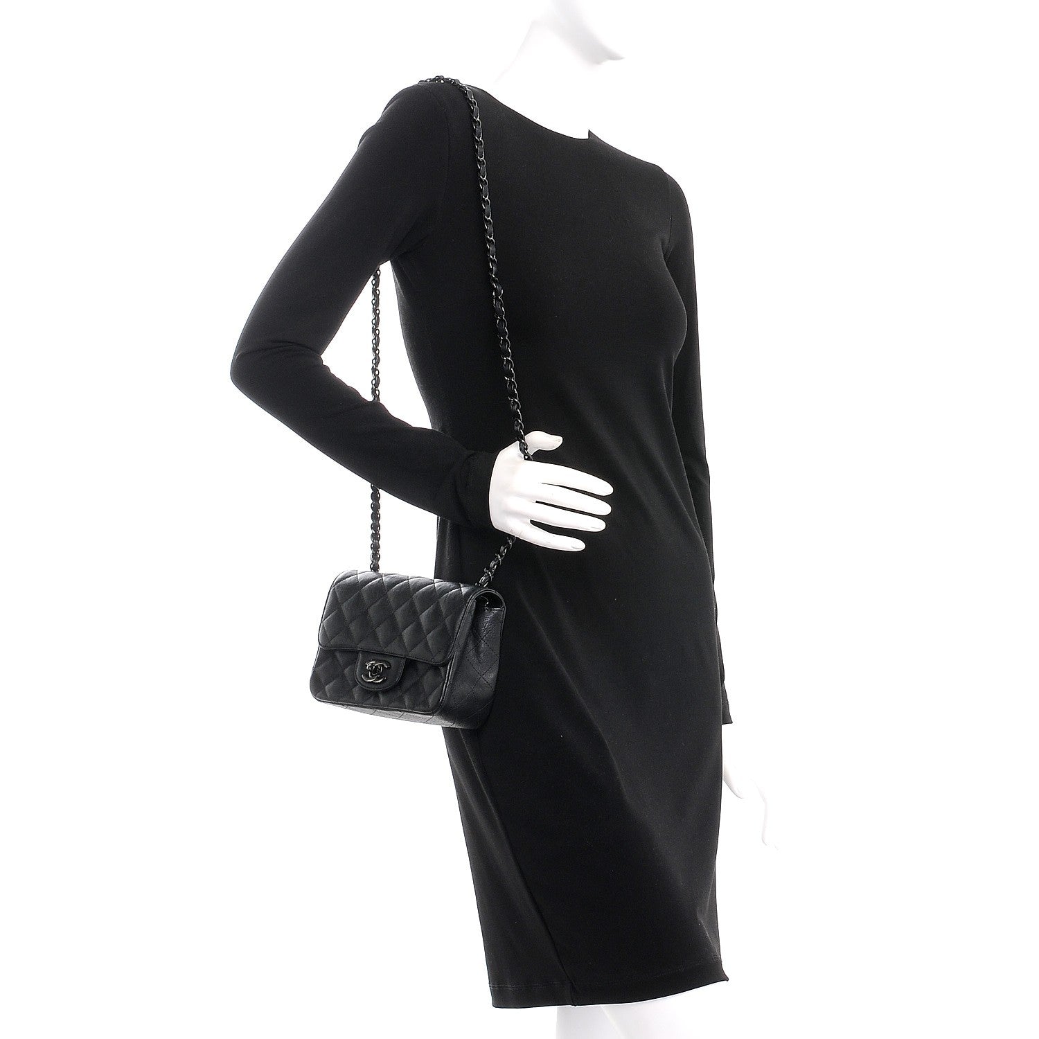 Chanel Crumpled Calfskin Quilted Mini Square Flap So Black 2 of 8