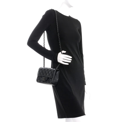 Chanel Crumpled Calfskin Quilted Mini Square Flap So Black 2 of 8