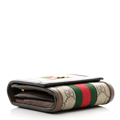 Gucci GG Supreme Monogram Textured Calfskin Web Ophidia Card Case Wallet Beige Ebony New Acero 4 of 7