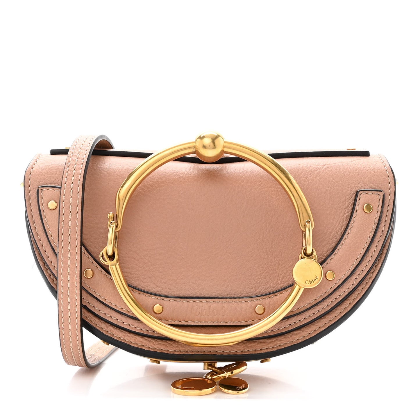 Calfskin Small Nile Bracelet Minaudiere Bag Biscotti Beige