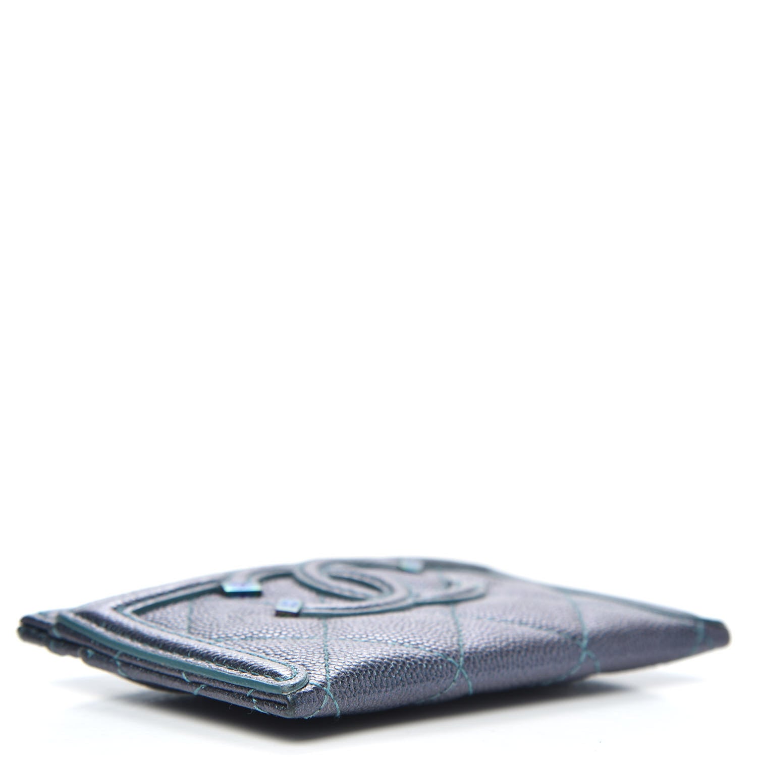 Chanel Iridescent Caviar Quilted Filigree Card Holder Dark Turquoise 4 of 9