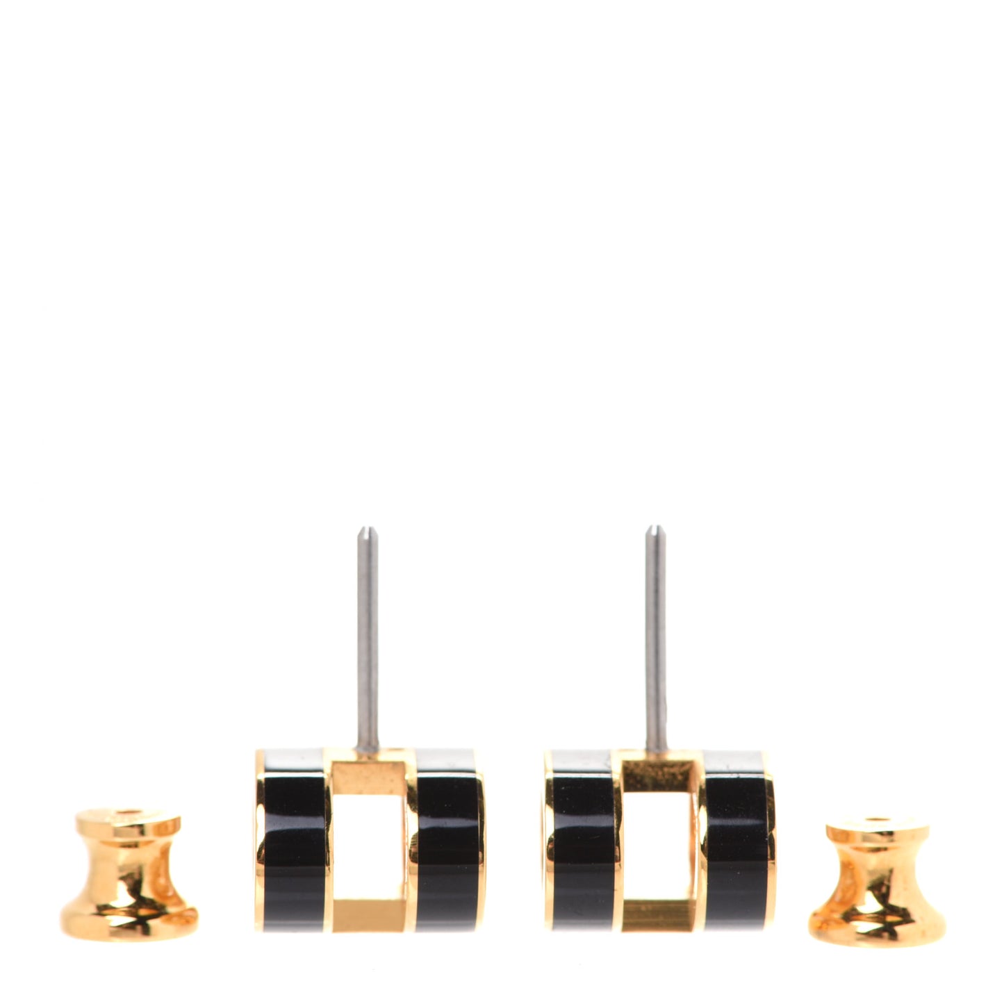 Gold Lacquered Pop H Earrings Black