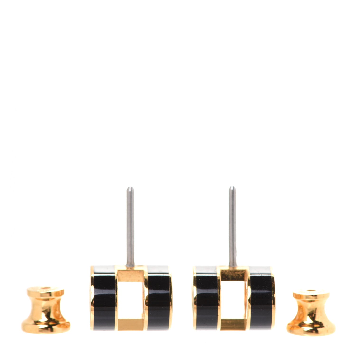 Hermes Gold Lacquered Pop H Earrings Black 3 of 7