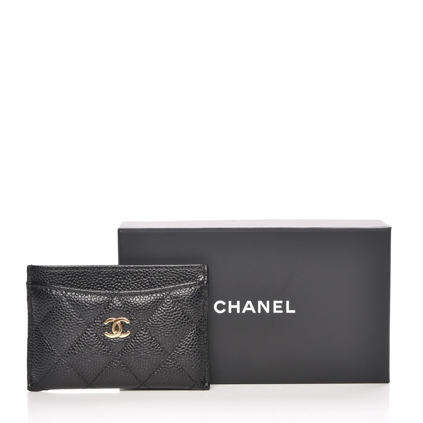 Caviar Quilted Card Holder Black