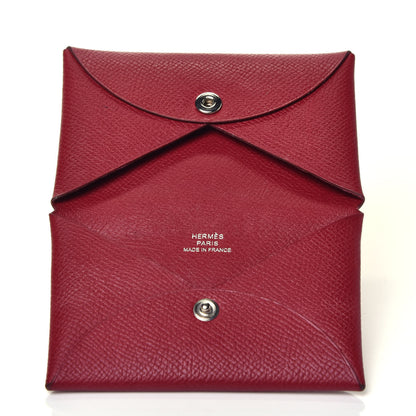 Hermes Epsom Calvi Card Case Rubis 5 of 7