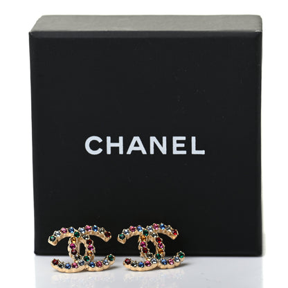 Chanel Crystal Over The Rainbow CC Earrings Gold Multicolor 5 of 5