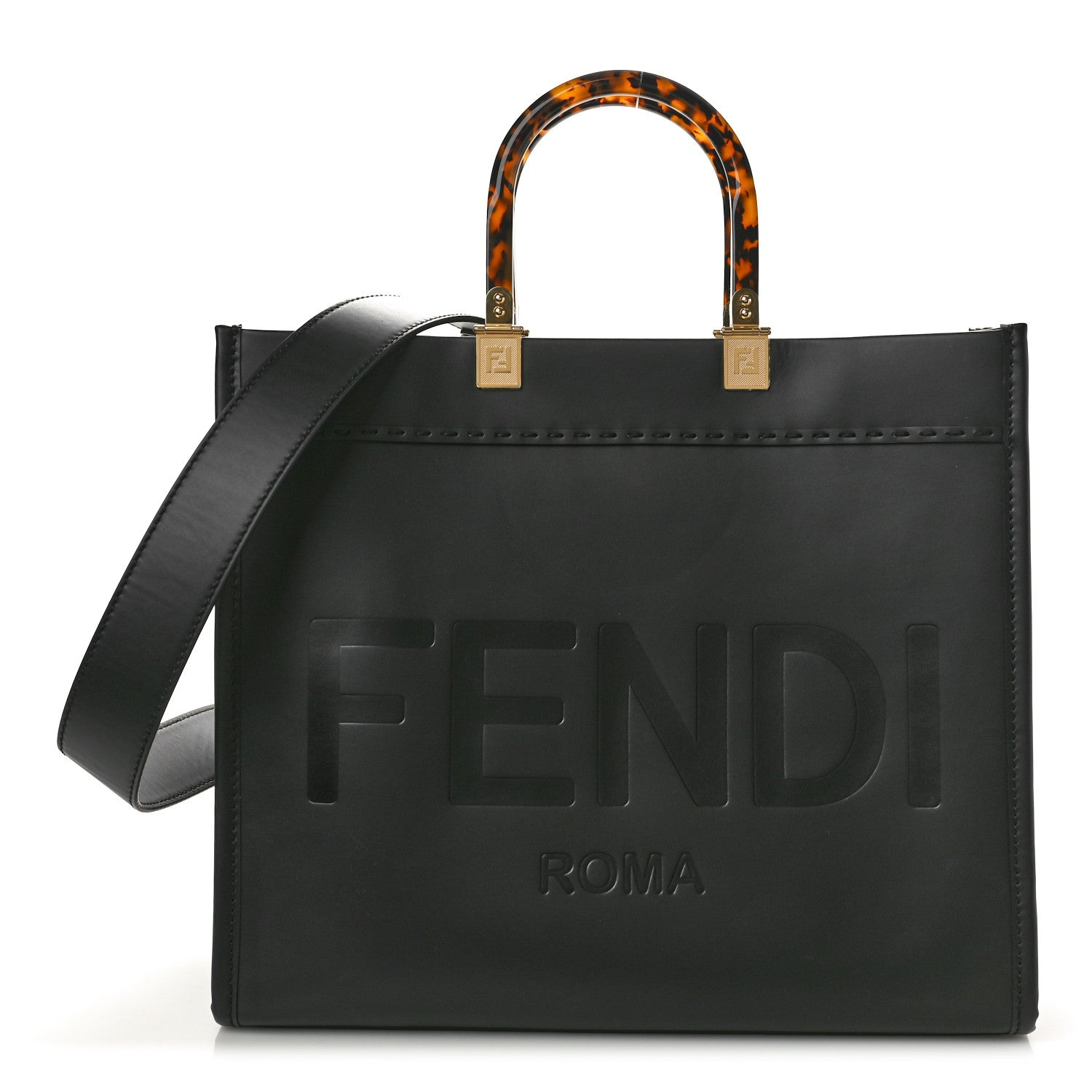 Fendi Vitello King Plexiglass Medium Fendi Sunshine Shopper Tote Black 1 of 13