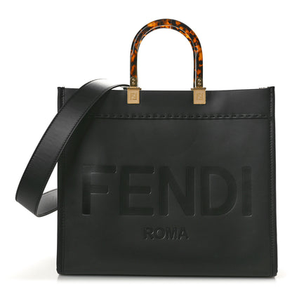 Fendi Vitello King Plexiglass Medium Fendi Sunshine Shopper Tote Black 1 of 13