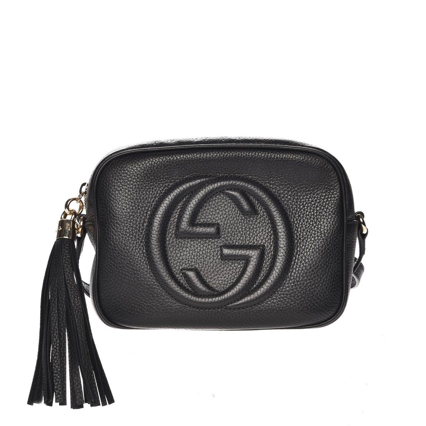Pebbled Calfskin Small Soho Disco Bag Black